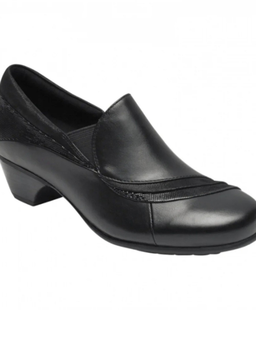 Aravon Black Slip-On Low Heel Loafer